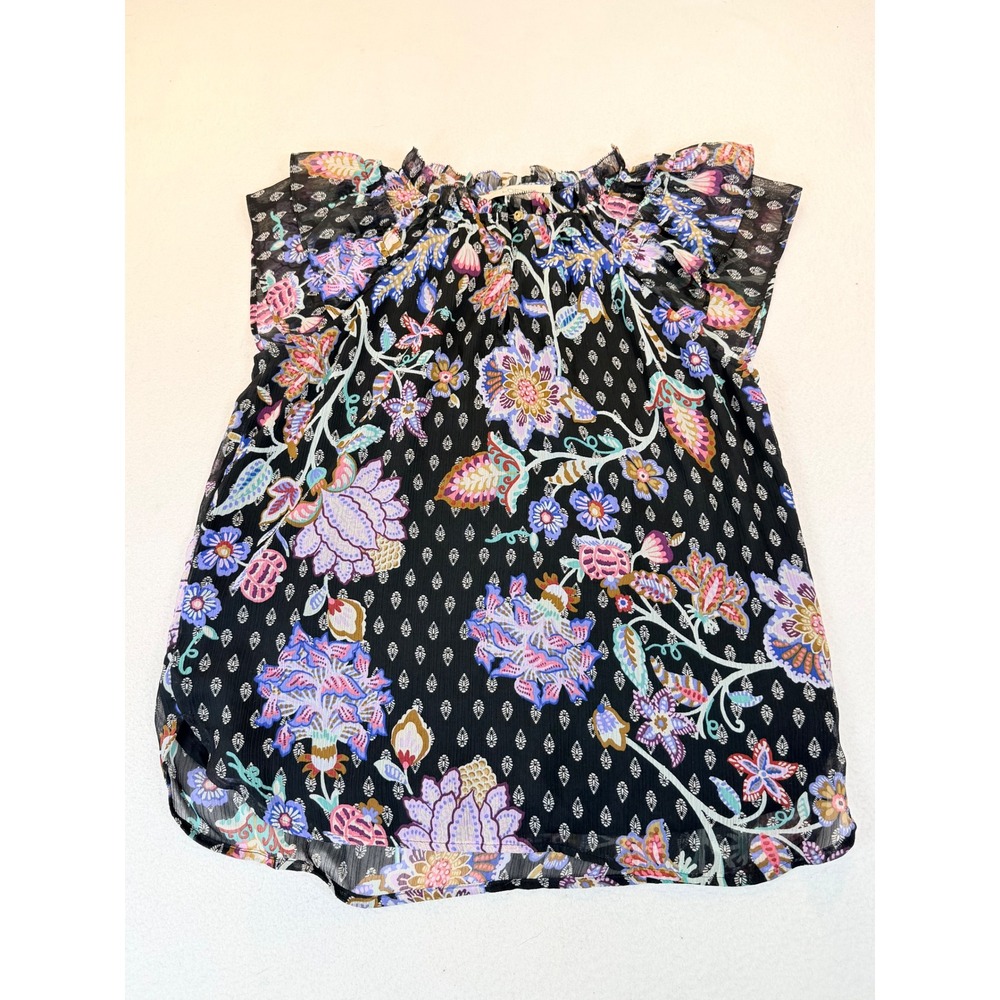 LOFT Floral Blouse Women S Black Boho